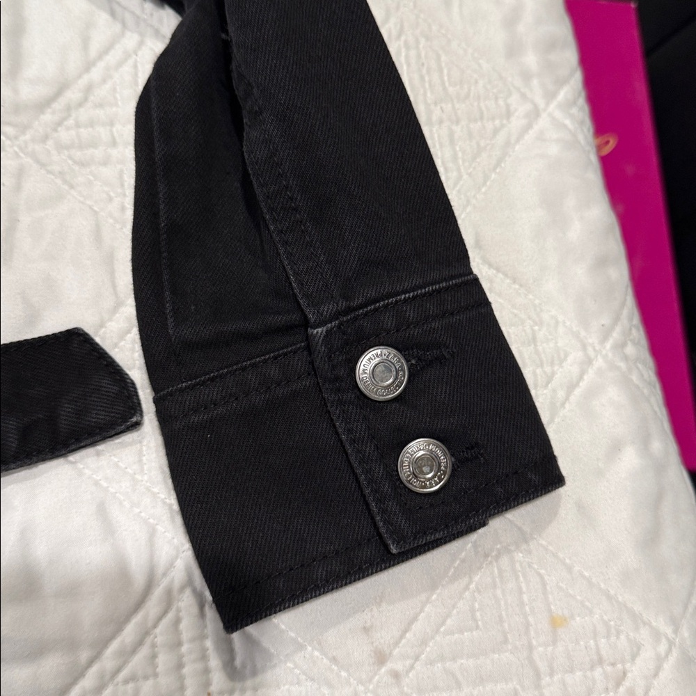 Zara Black Long Sleeve Denim Button Down Dress Jean size M - Picture 14 of 14